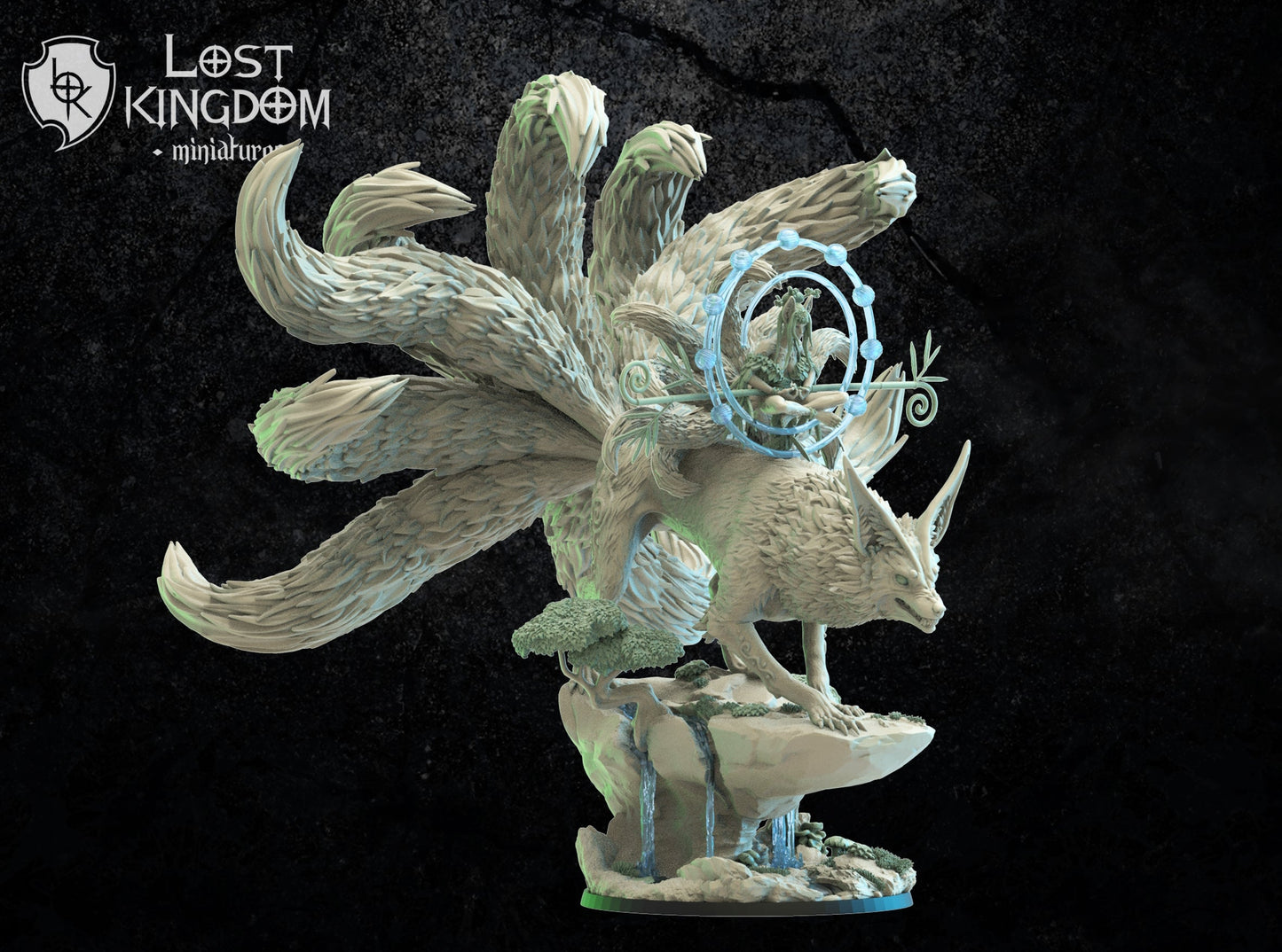 Hanako, Kitsune Druid On Kyubi, Lost Kingdom Miniatures