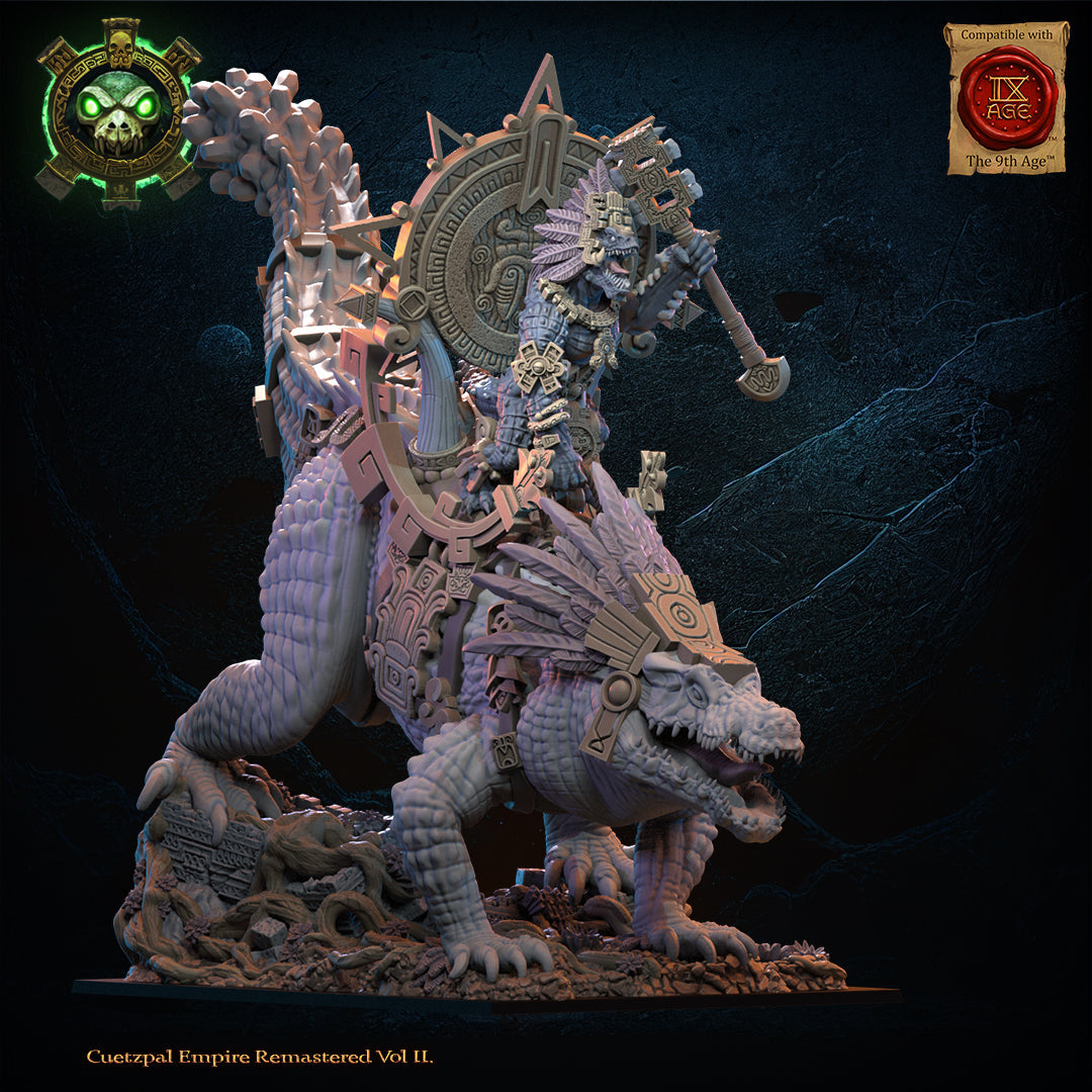 Citlallicue, Cipactli Heroine on Deinosuchus, Lost Kingdom Miniatures