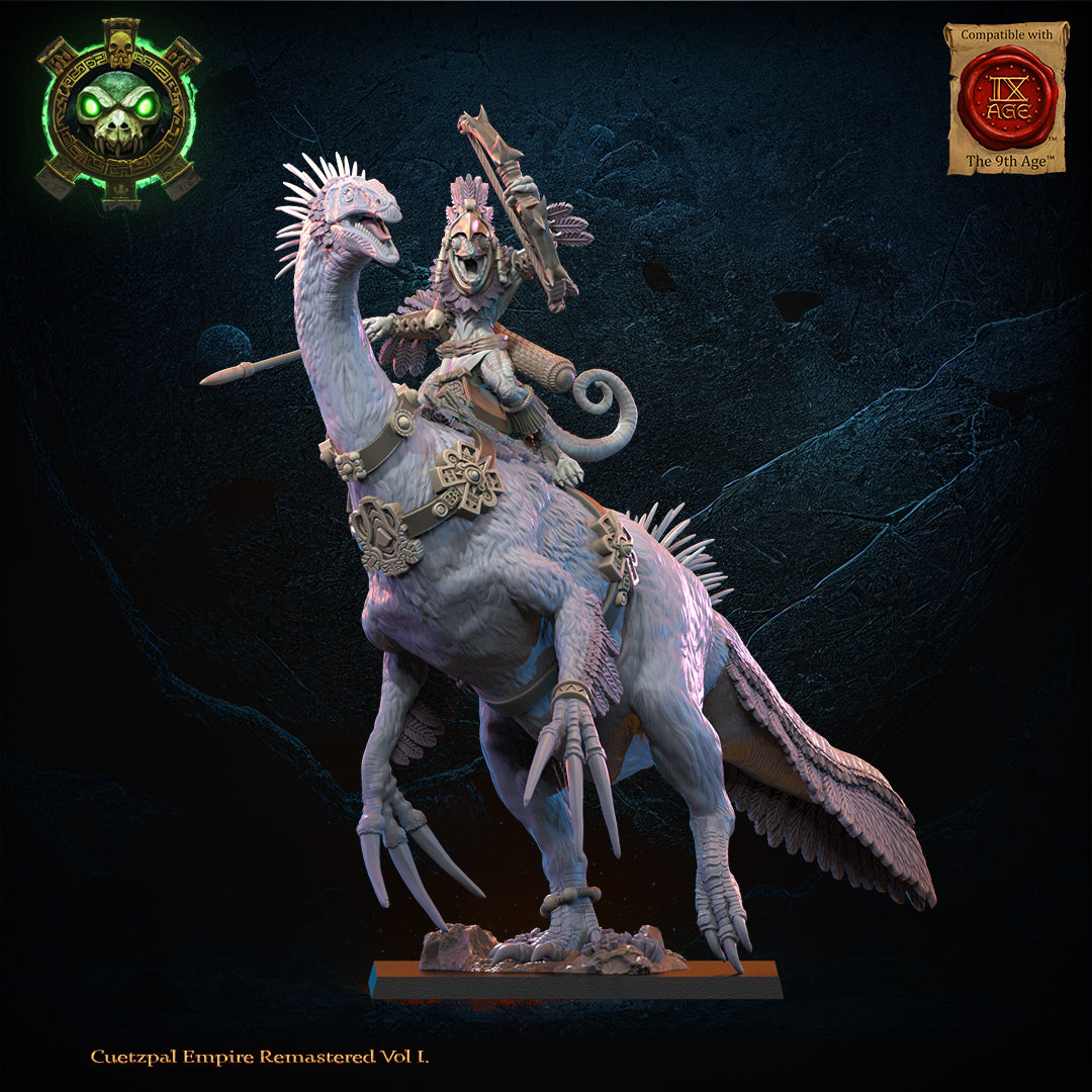 Kuaxotl Heroine on Istetlueyak, Lost Kingdom Miniatures