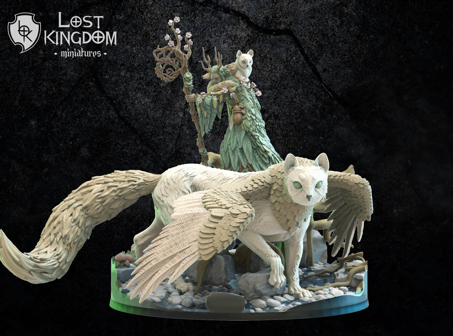 Saori, Ancient Druid With Nekokuro On Kodama Portal, Lost Kingdom Miniatures