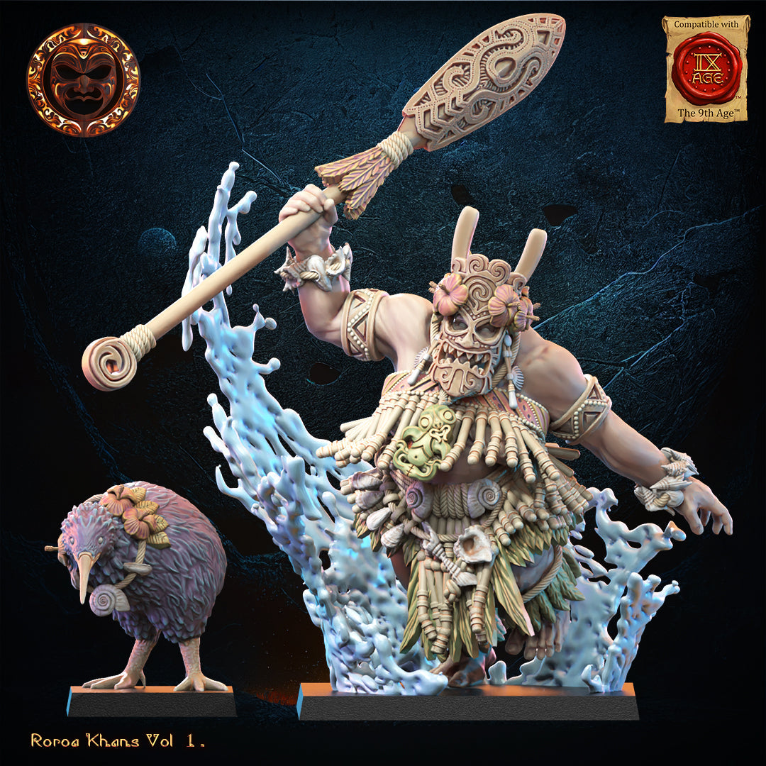 Hinewai, Tohunga with familiar, Lost Kingdom Miniatures