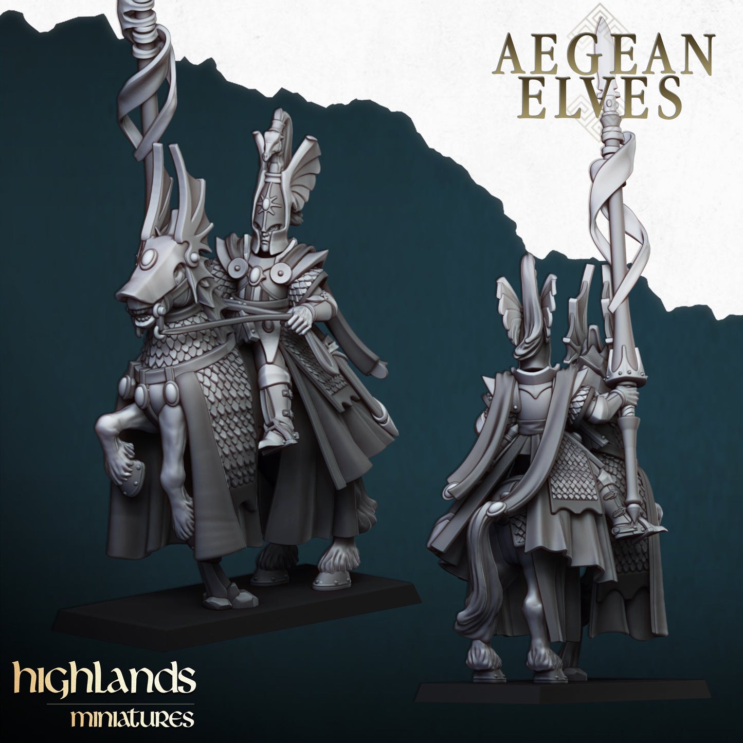 Aegean Elf mounted Lord, Highlands Miniatures