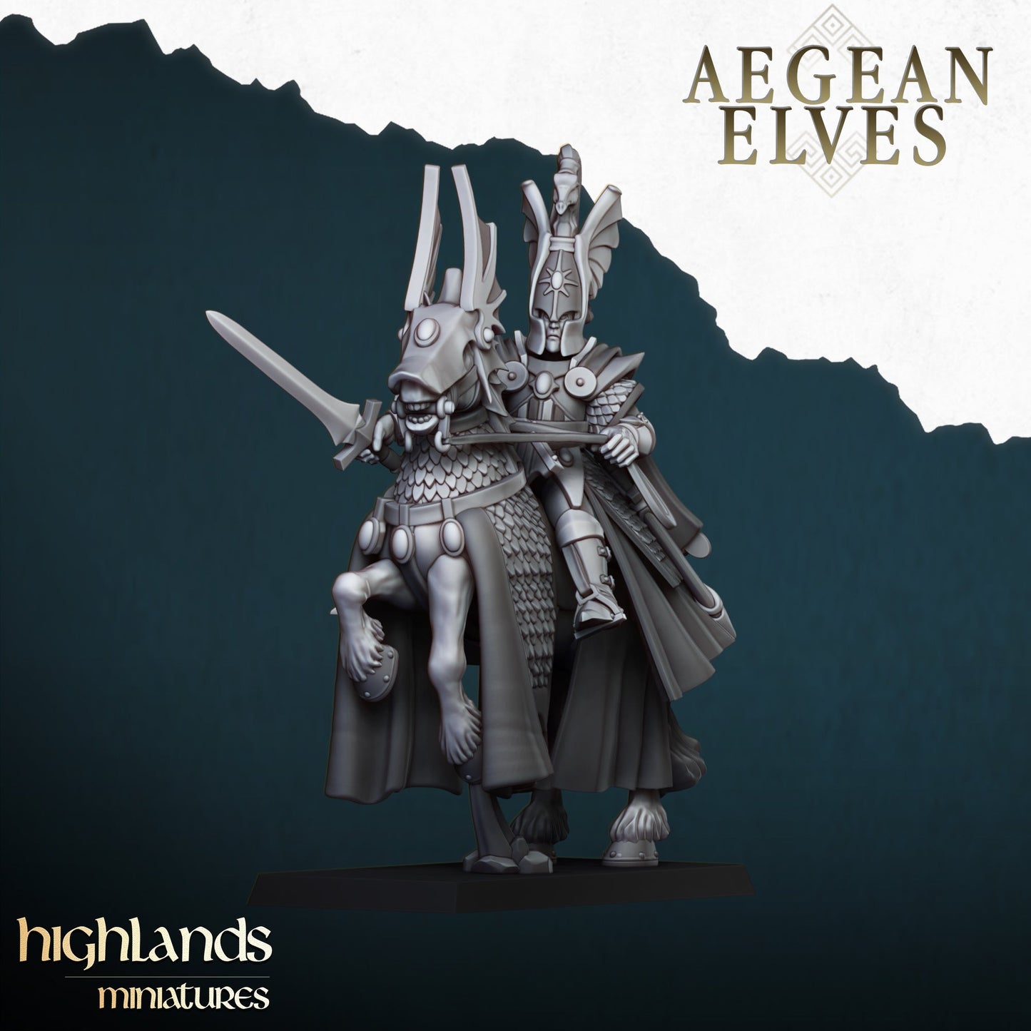 Aegean Elf mounted Lord, Highlands Miniatures