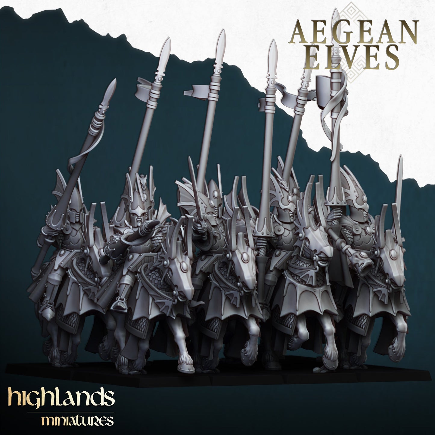 Aegean Elves Mounted Dragons, Highlands Miniatures