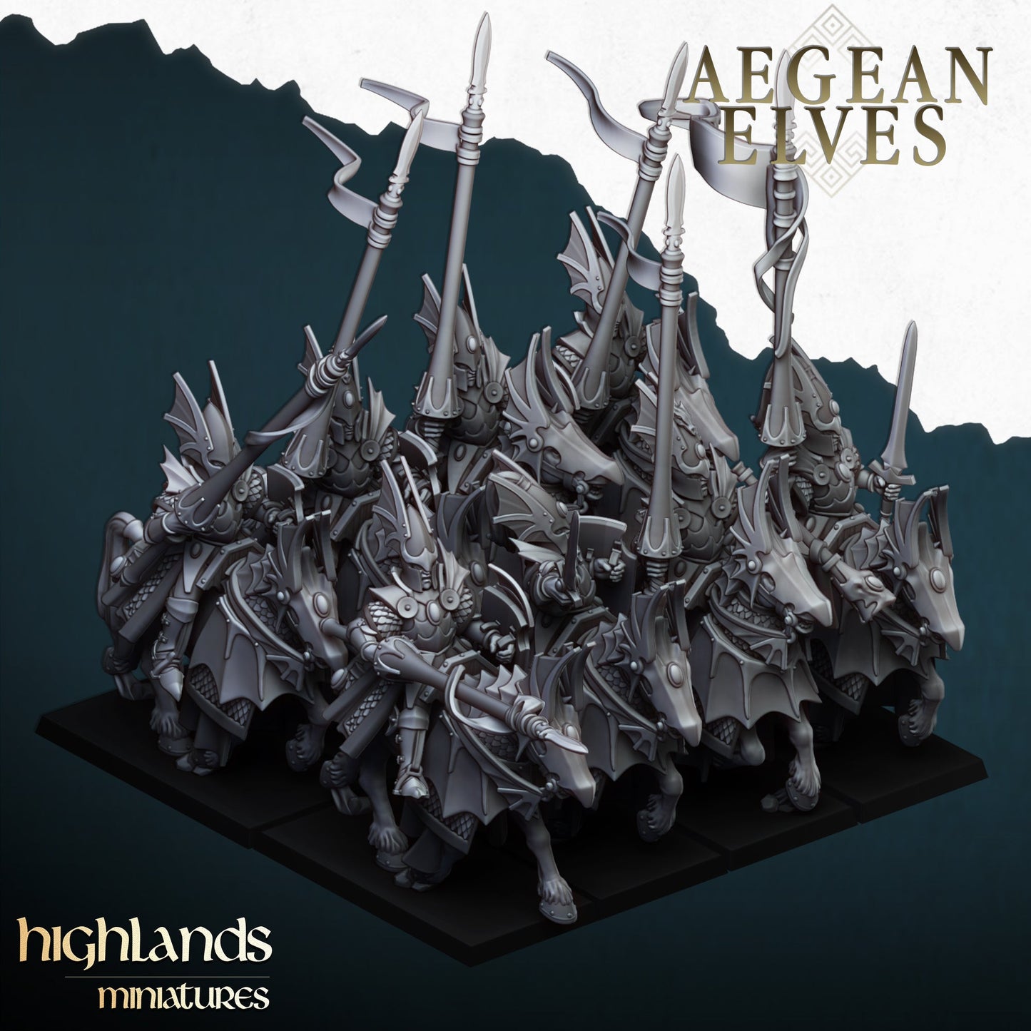 Aegean Elves Mounted Dragons, Highlands Miniatures
