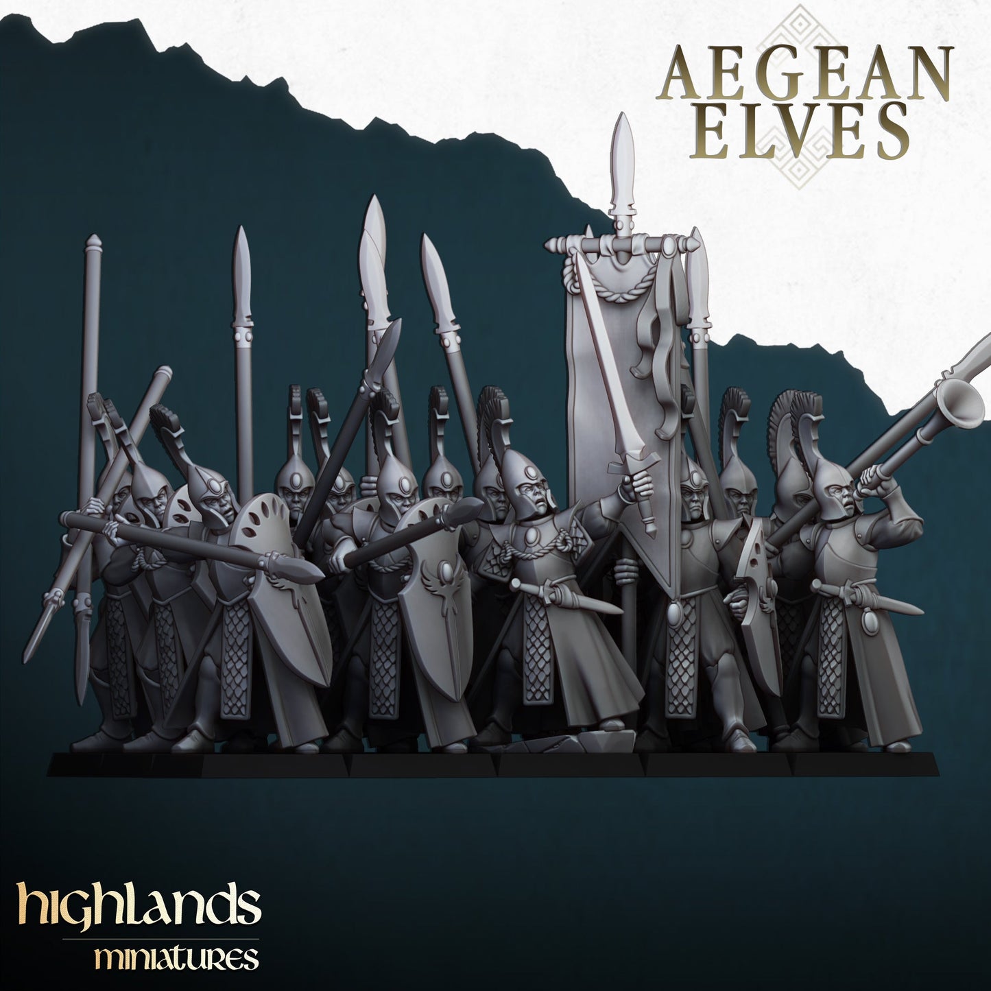Aegean Elves Spearmen, Highlands Miniatures