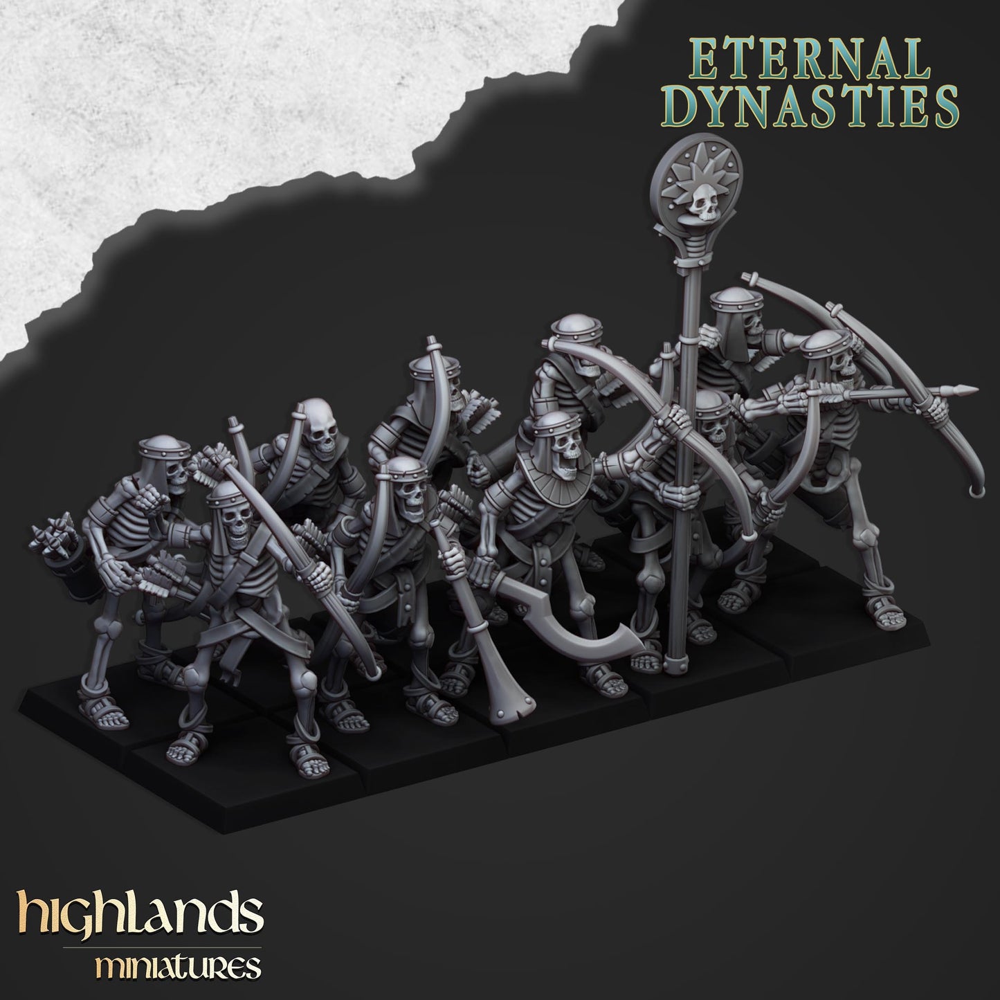 Ancient Skeletons with Bows, Highlands Miniatures