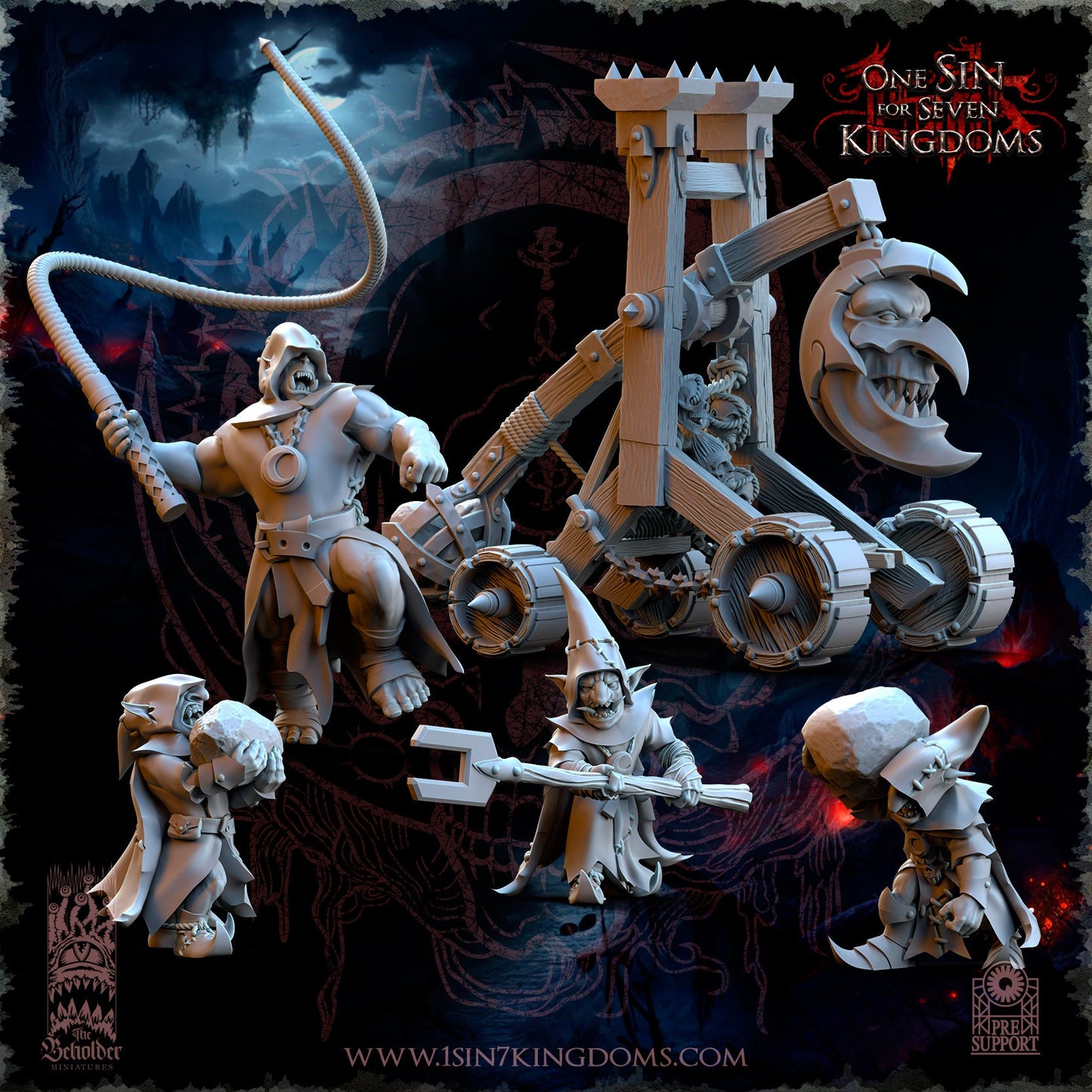 Goblins Trebuchet with Crew, The Beholder Miniatures
