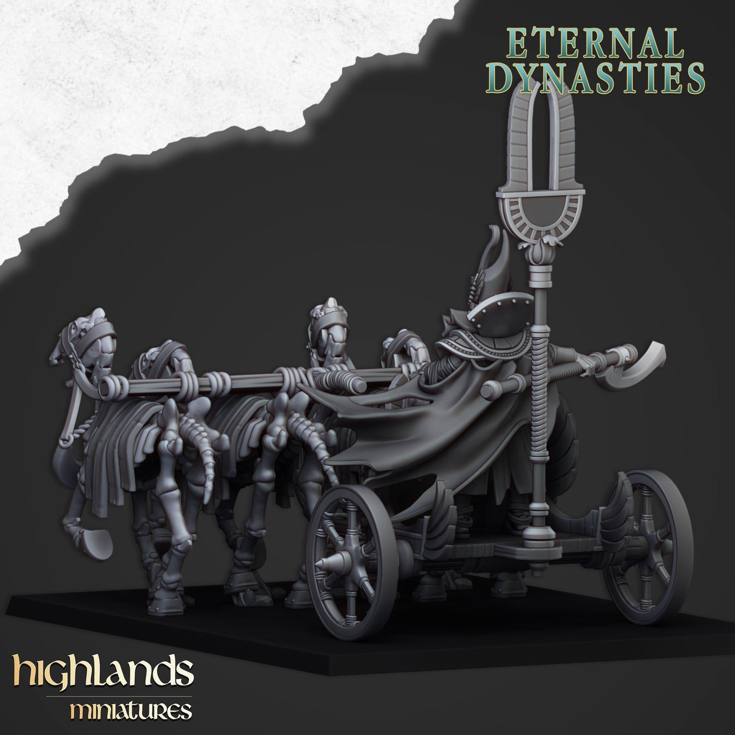 Eternal Pharaoh on chariot, Highlands Miniatures