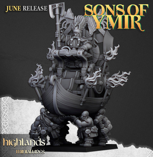 Great Dwarf King on Throne, Highlands Miniatures