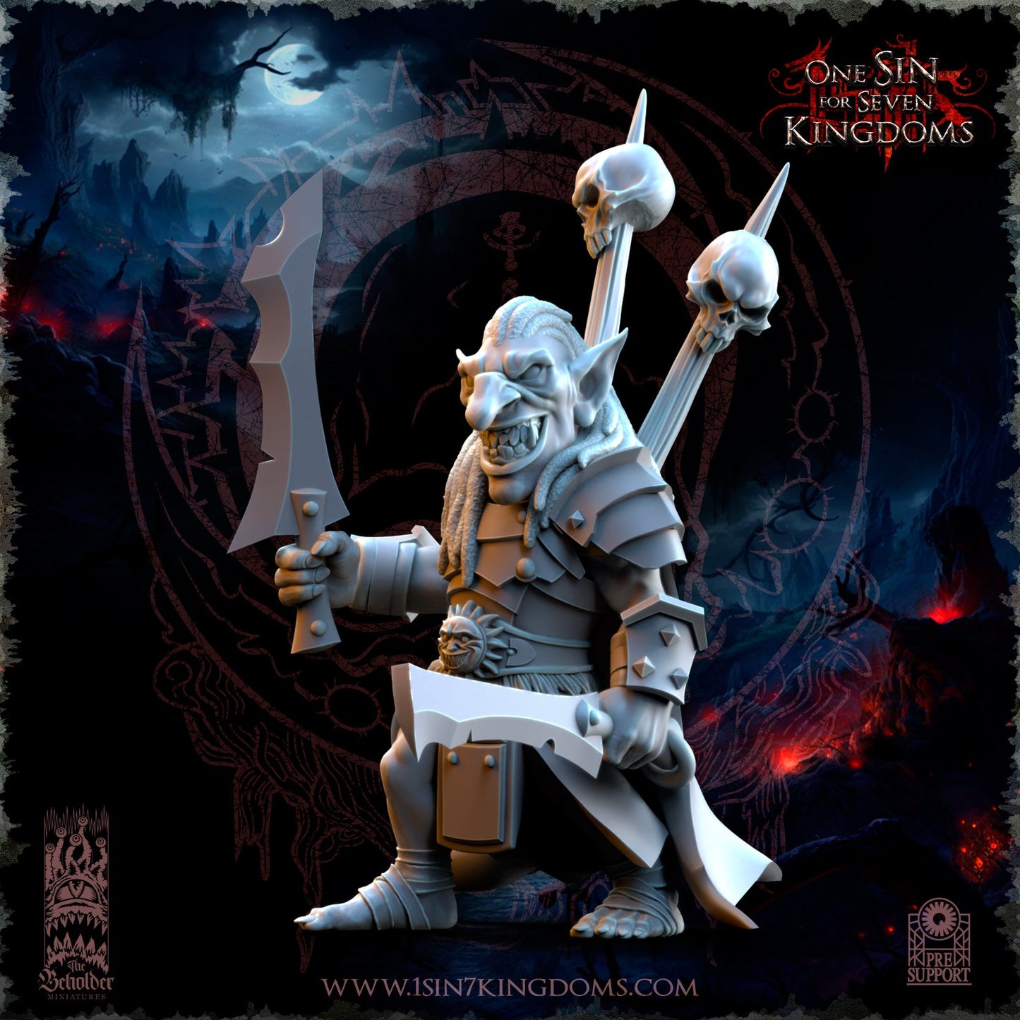 Mortus, The Black Horde Goblin Warlord , The Beholder Miniatures