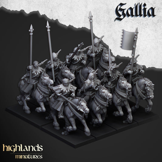 Mounted men at arms of Gallia, Highlands Miniatures