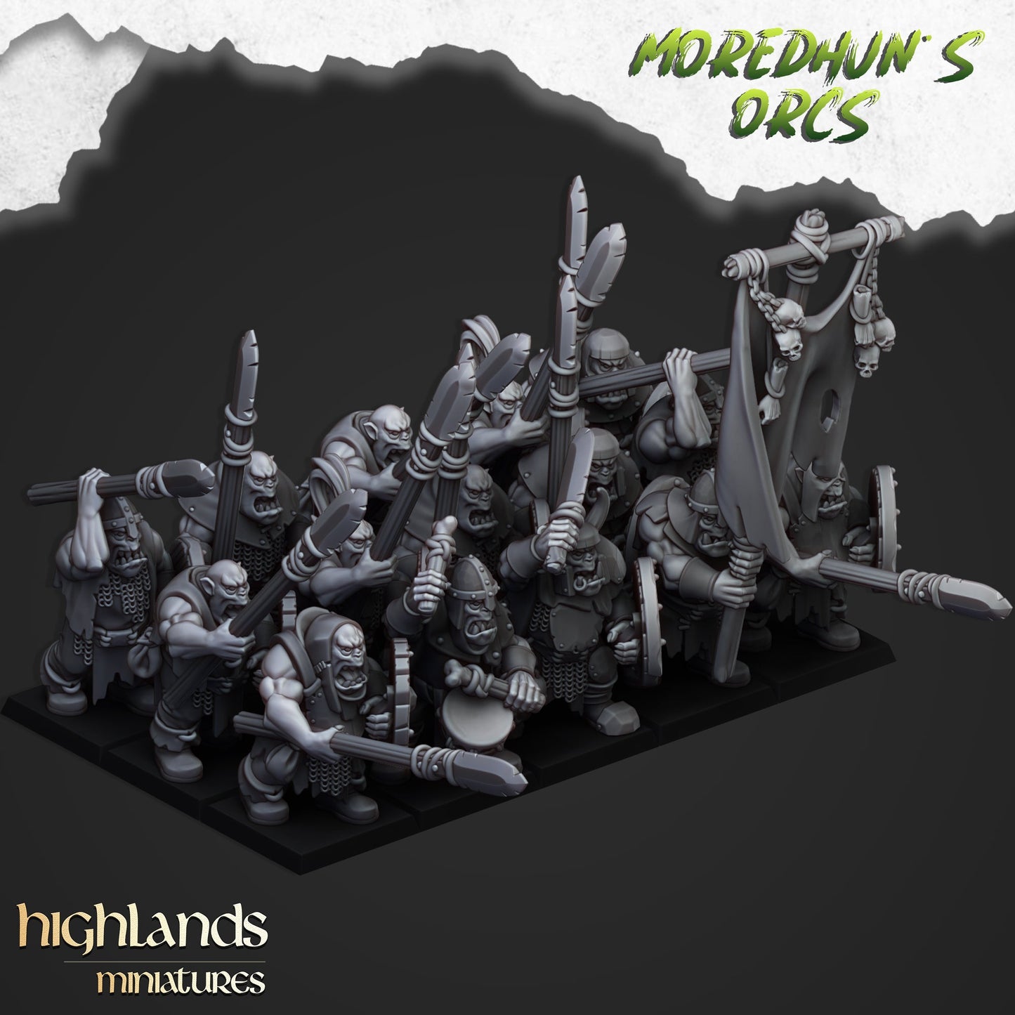 Orc Warriors spearmen, Highlands Miniatures
