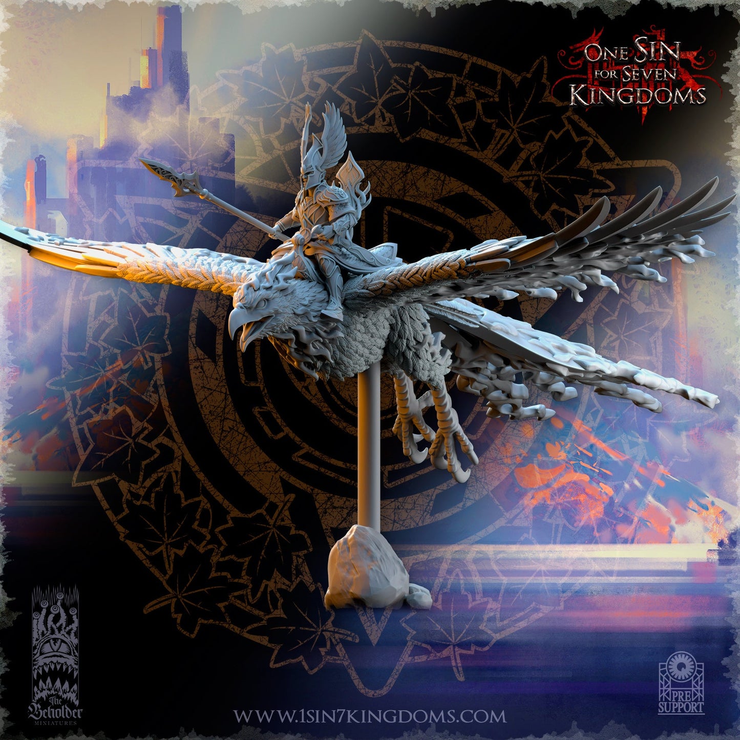 Searing Bird Lord on Phoenix, The Beholder Miniatures