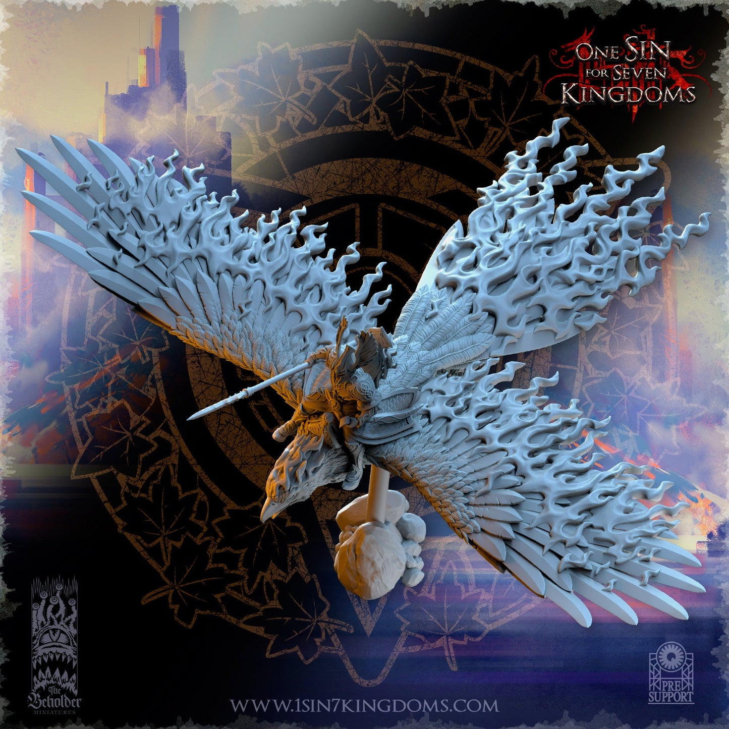 Searing Bird Lord on Phoenix, The Beholder Miniatures
