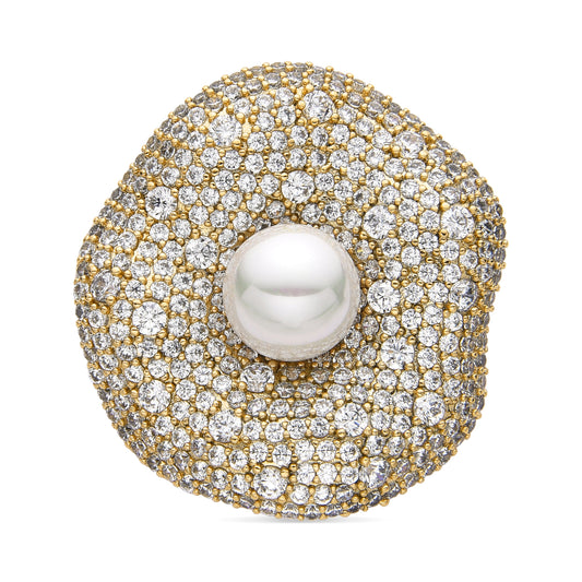Broche con Perla Blanca acabado oro 18k - Sulwa