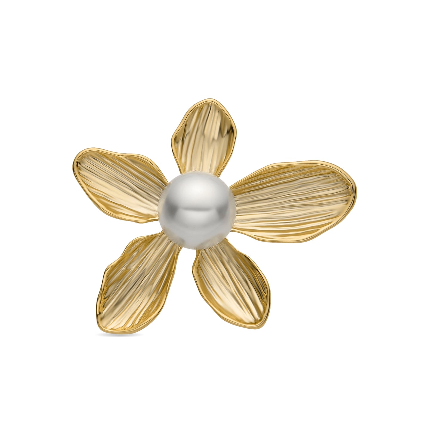 Broche con Perla Blanca acabado oro 18k - Lisrae