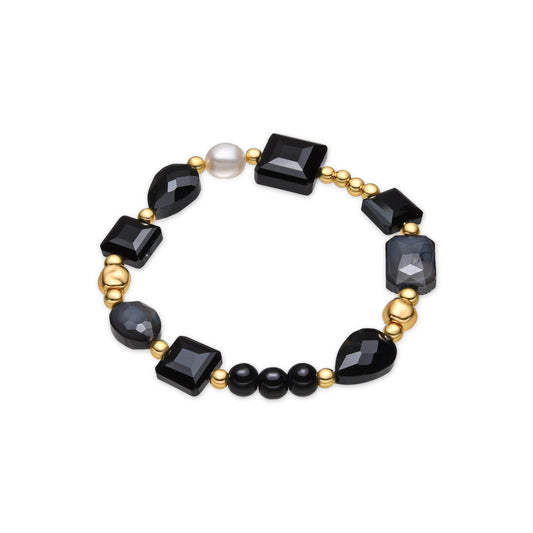 Pulsera con Resina Negra acabado oro 18k - Nyste