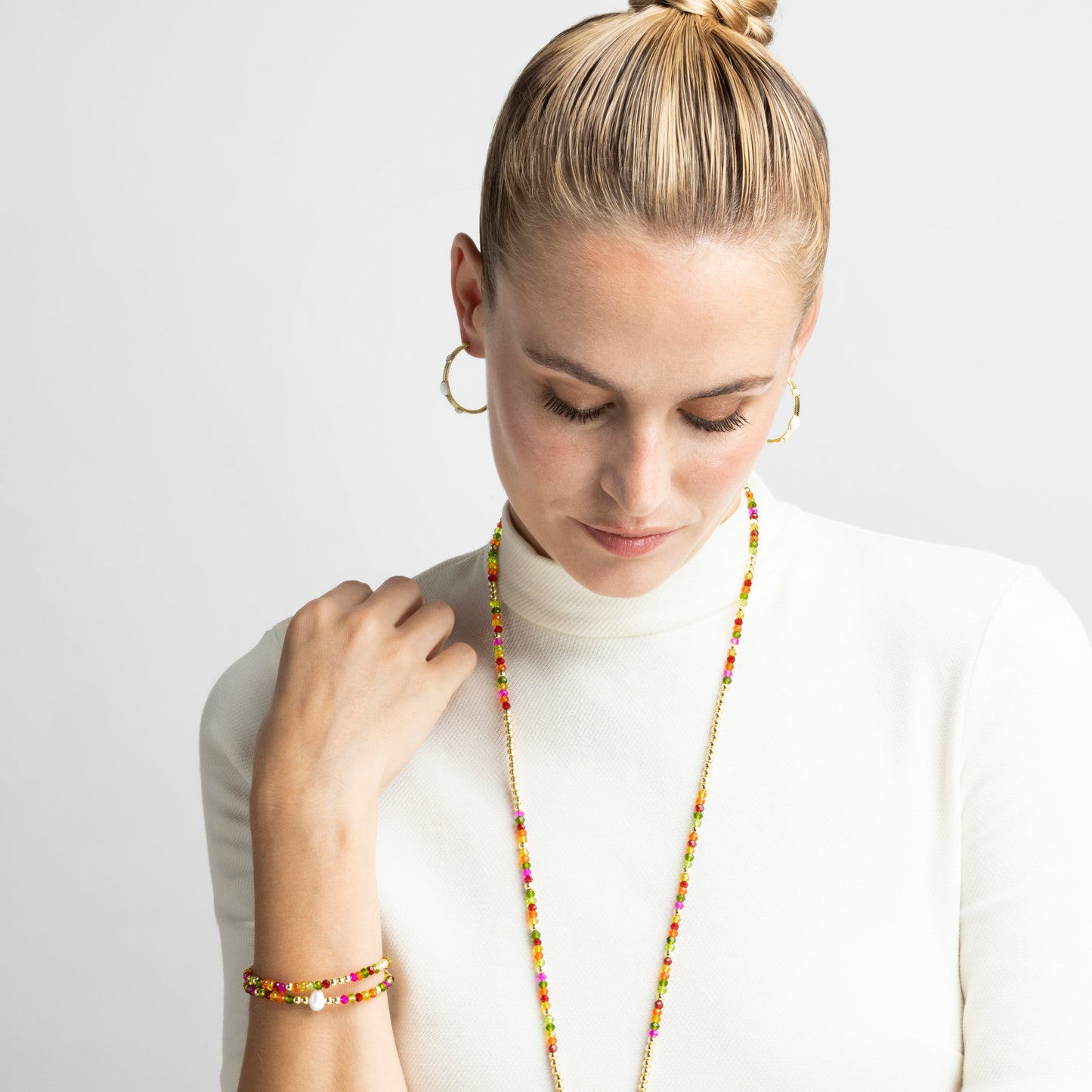 Pulsera con Cristal Rosa acabado oro 18k - Miota