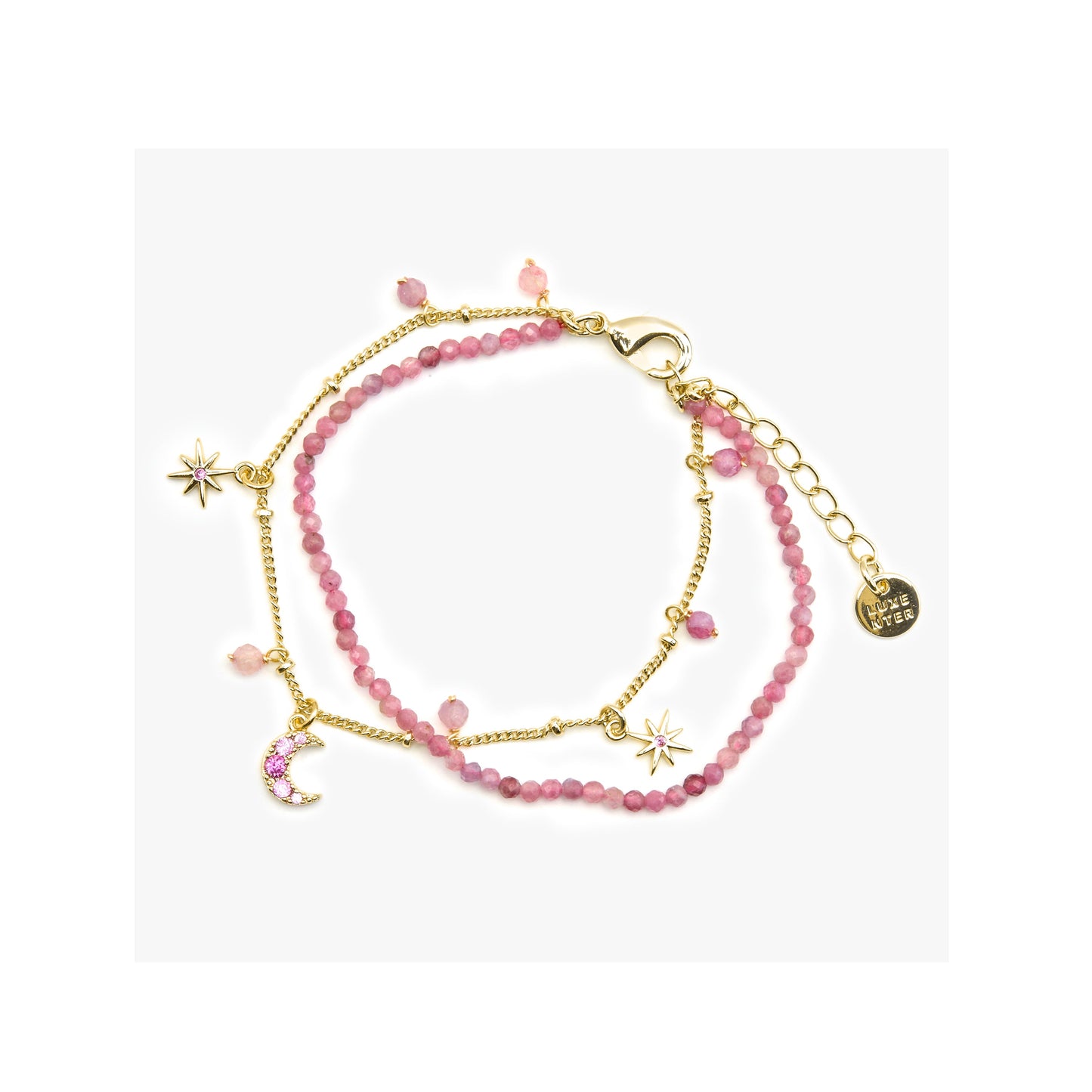 Pulsera con Cristal Rosa acabado oro 18k - Ethal