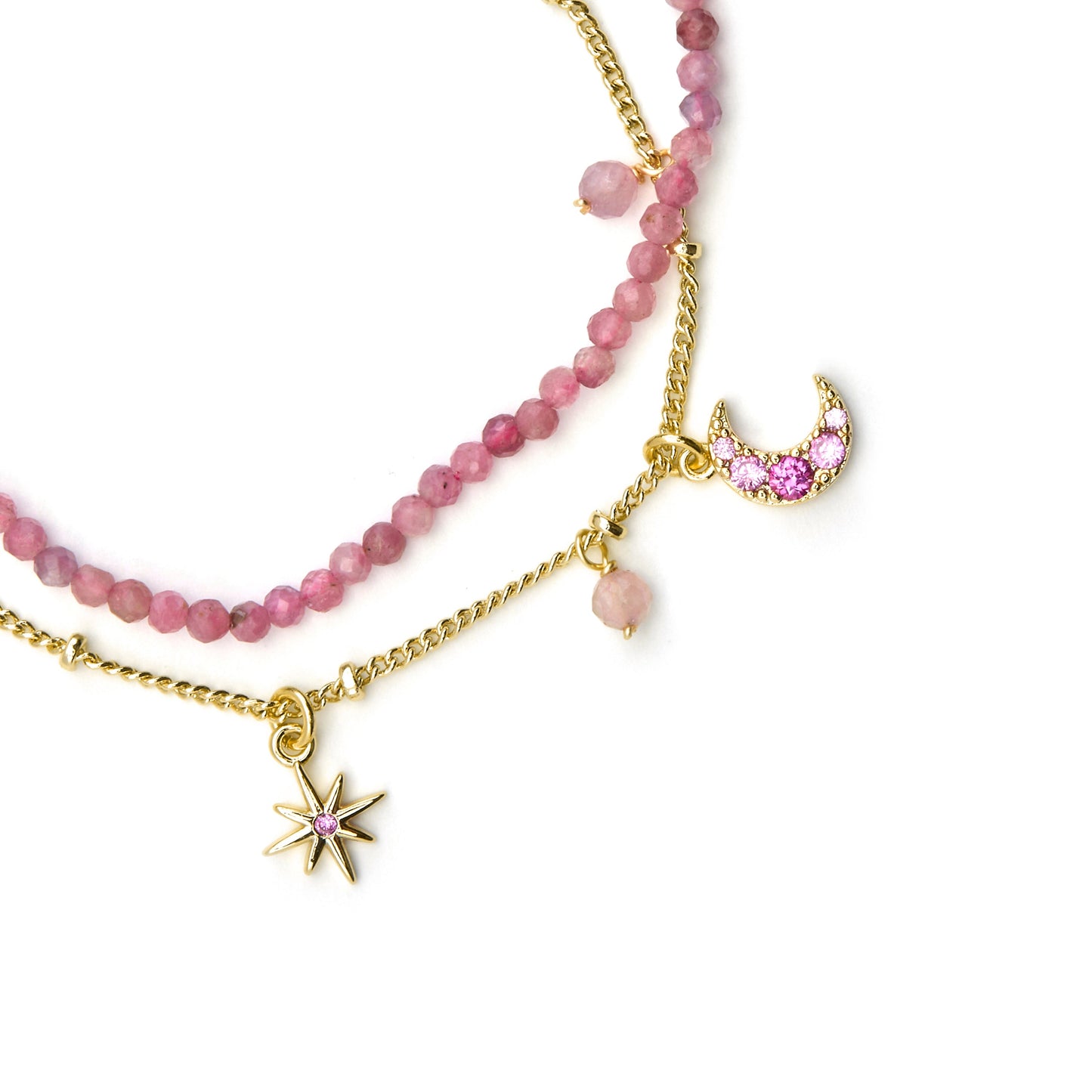 Pulsera con Cristal Rosa acabado oro 18k - Ethal