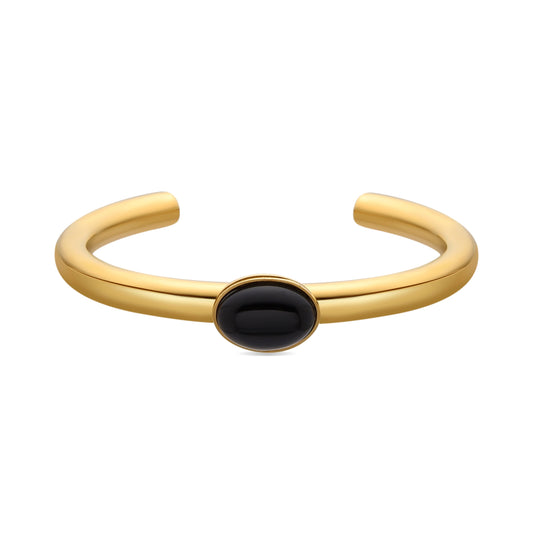 Pulsera con Cristal Negro acabado oro 18k - Havros