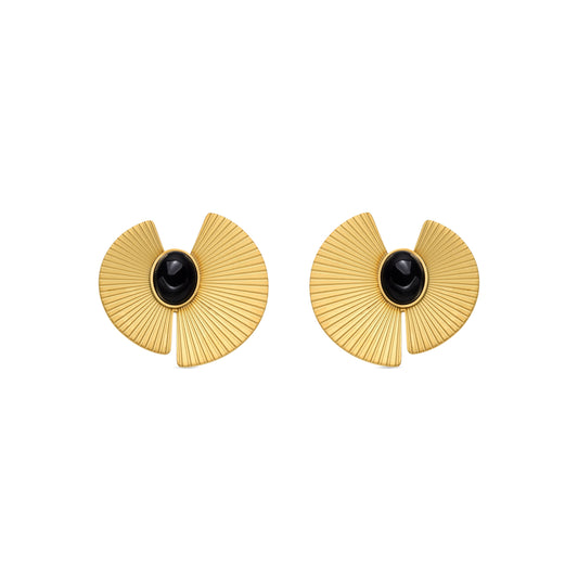 Pendientes con Onix acabado oro 18k - Lessa