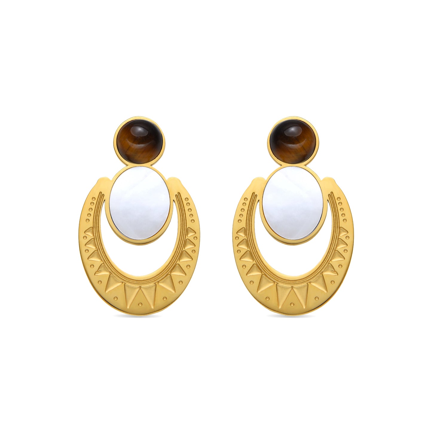 Pendientes con Madreperla Blanca acabado oro 18k - Euwil