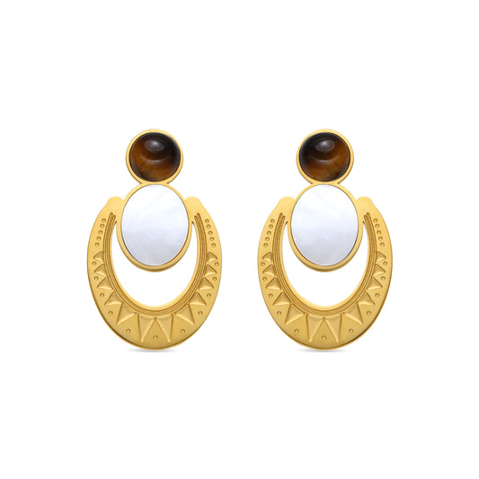 Pendientes con Madreperla Blanca acabado oro 18k - Euwil