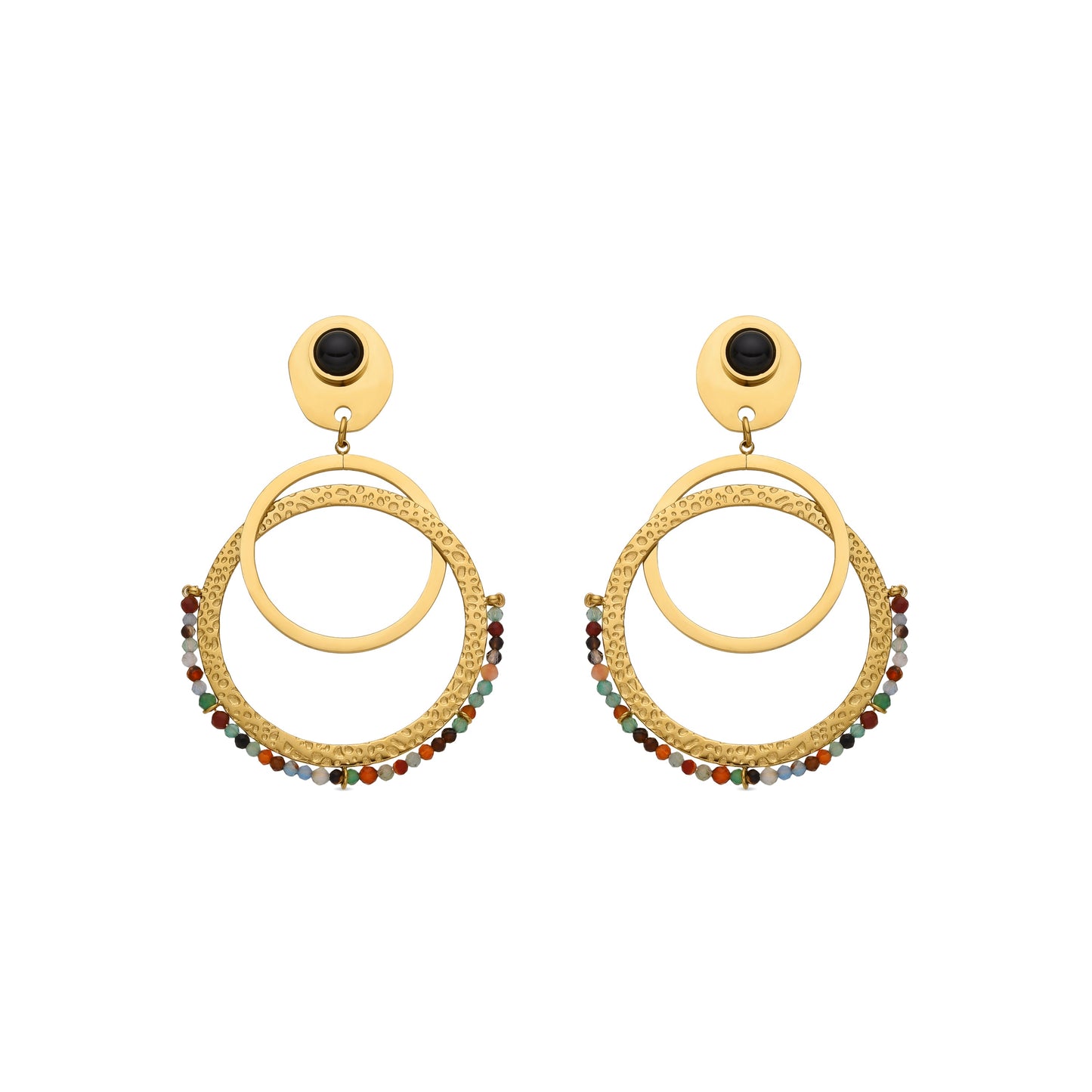 Pendientes con Cristal Multicolor acabado oro 18k - Kharaj