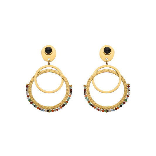 Pendientes con Cristal Multicolor acabado oro 18k - Kharaj