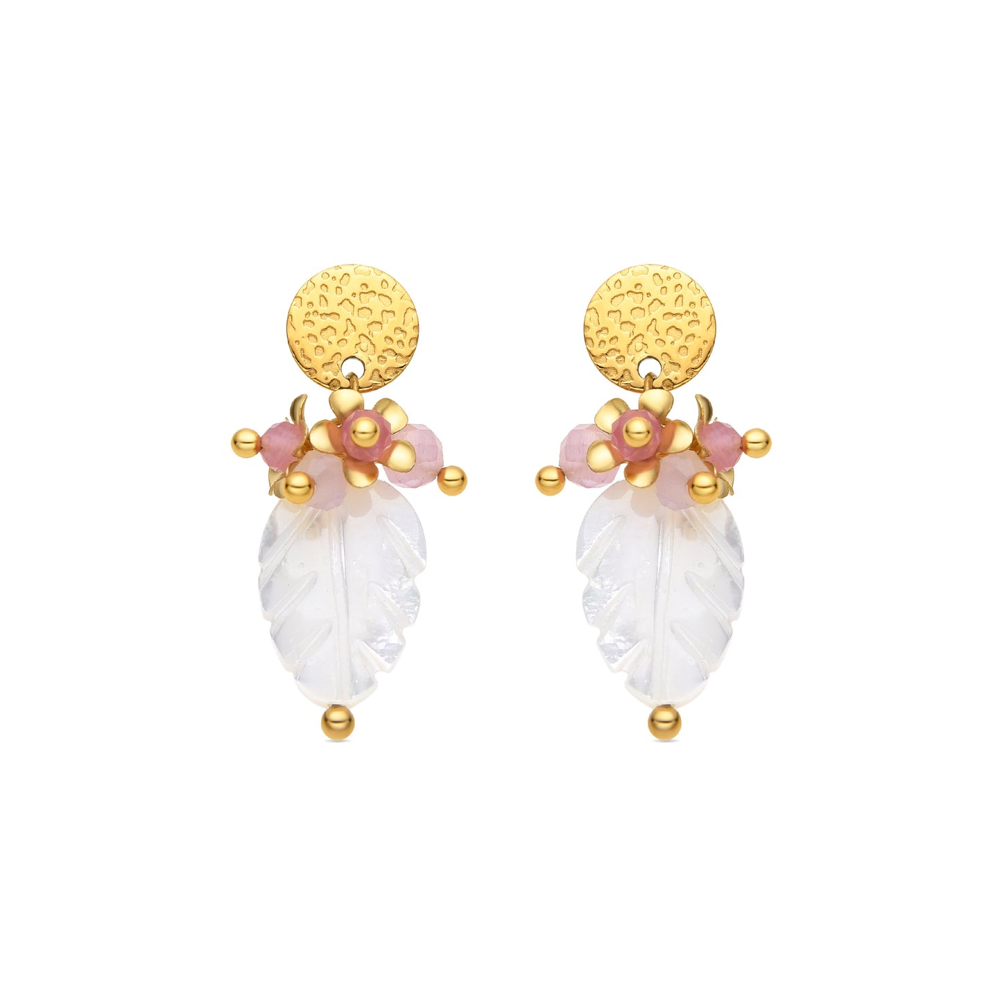 Pendientes con Madreperla Blanca acabado oro 18k - Gaudark