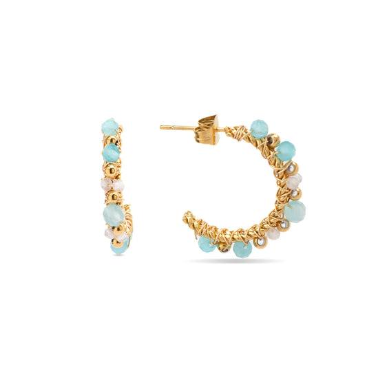 Pendientes con Cristal Multicolor acabado oro 18k - Mawan