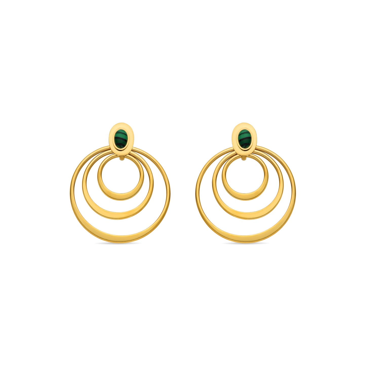 Pendientes con Malaquita acabado oro 18k - Hask