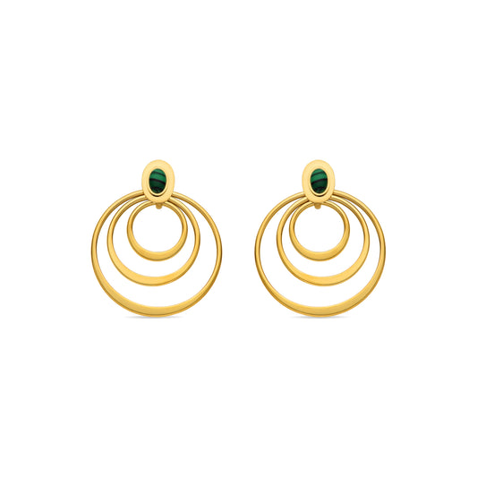 Pendientes con Malaquita acabado oro 18k - Hask