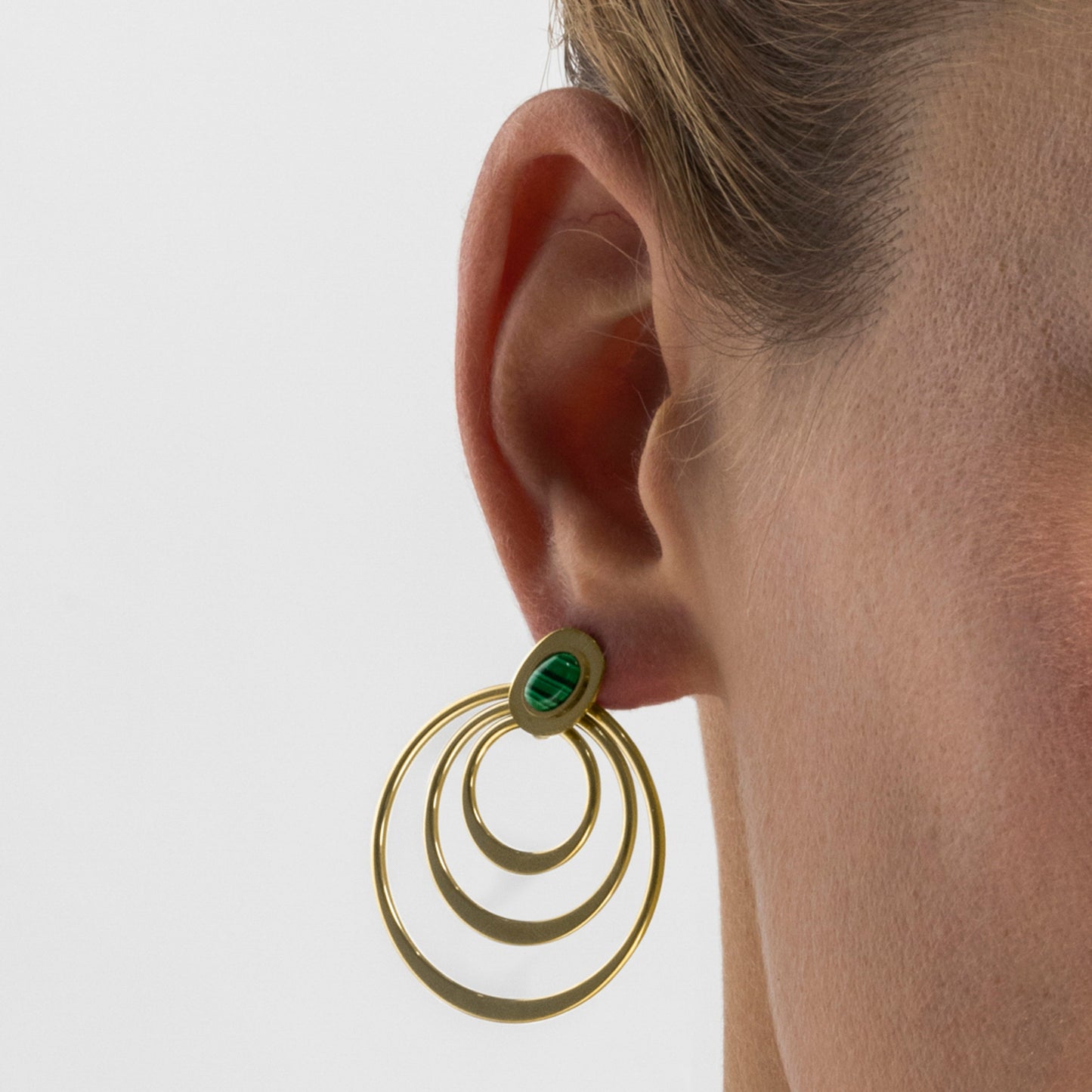 Pendientes con Malaquita acabado oro 18k - Hask