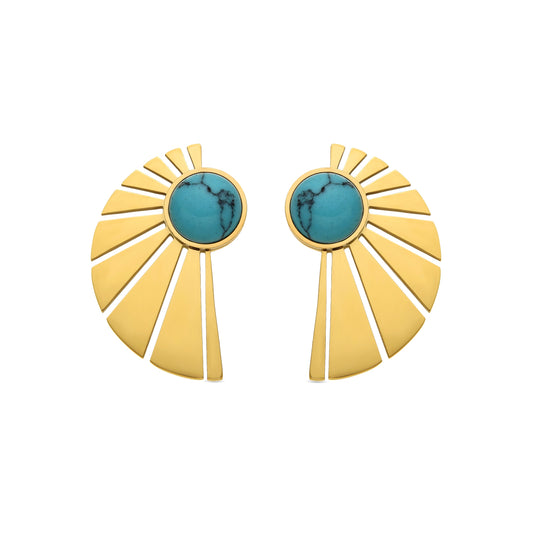 Pendientes con Turquesa acabado oro 18k - Kasfa