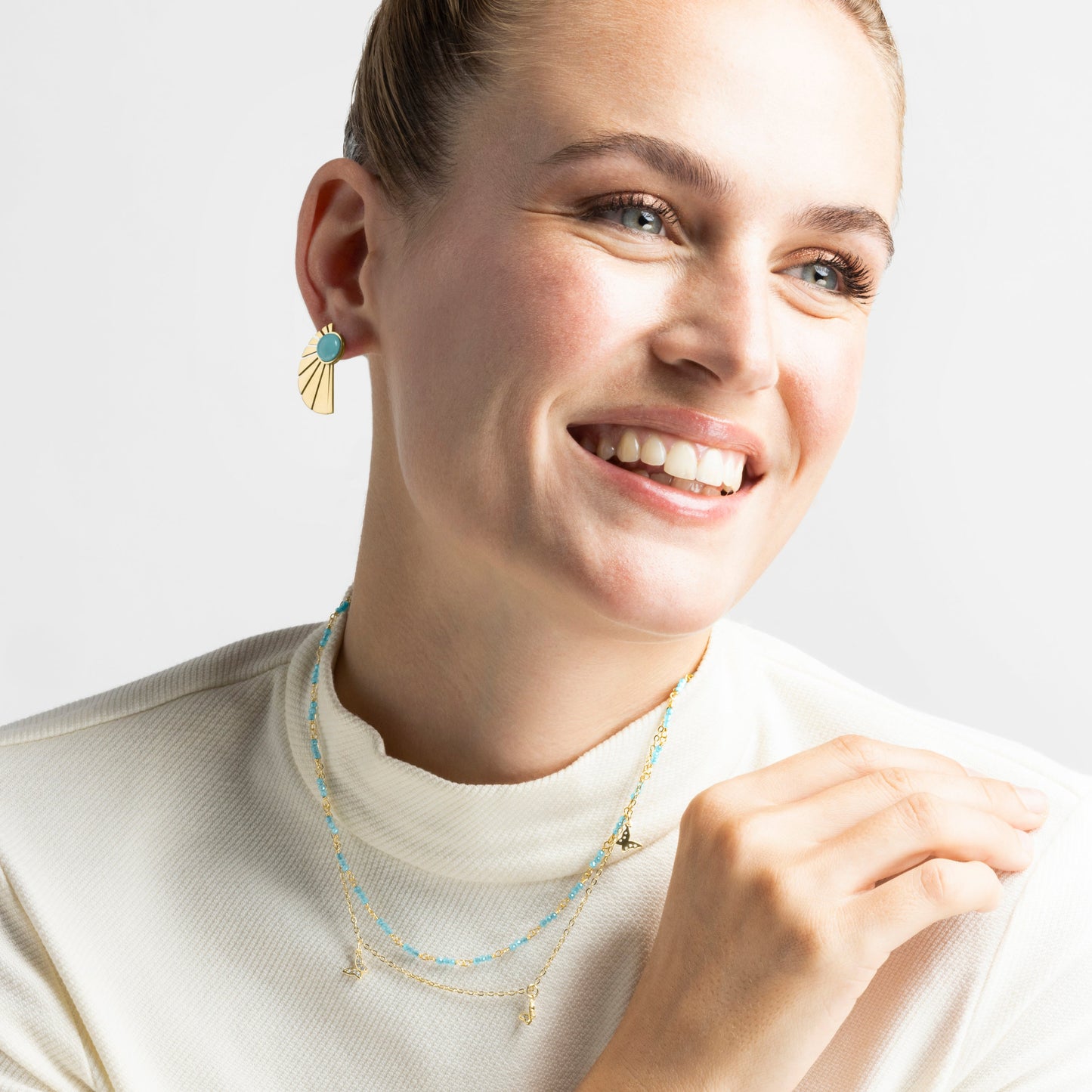 Pendientes con Turquesa acabado oro 18k - Kasfa