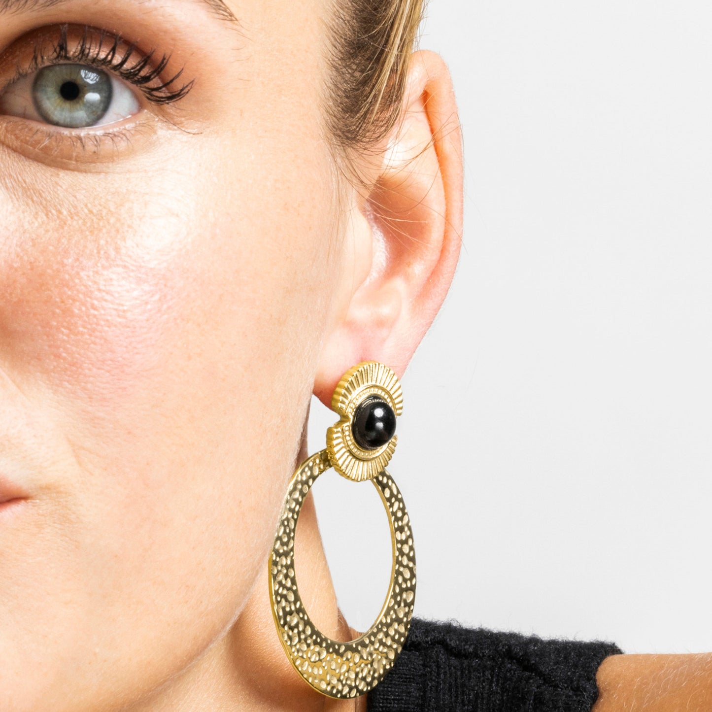 Pendientes con Onix acabado oro 18k - Noraf