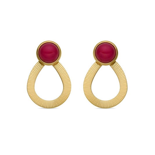 Pendientes con Agata Rosa acabado oro 18k - Terxiu