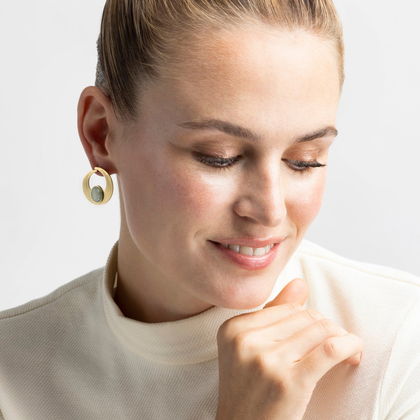 Pendientes con Amazonita acabado oro 18k - Halays