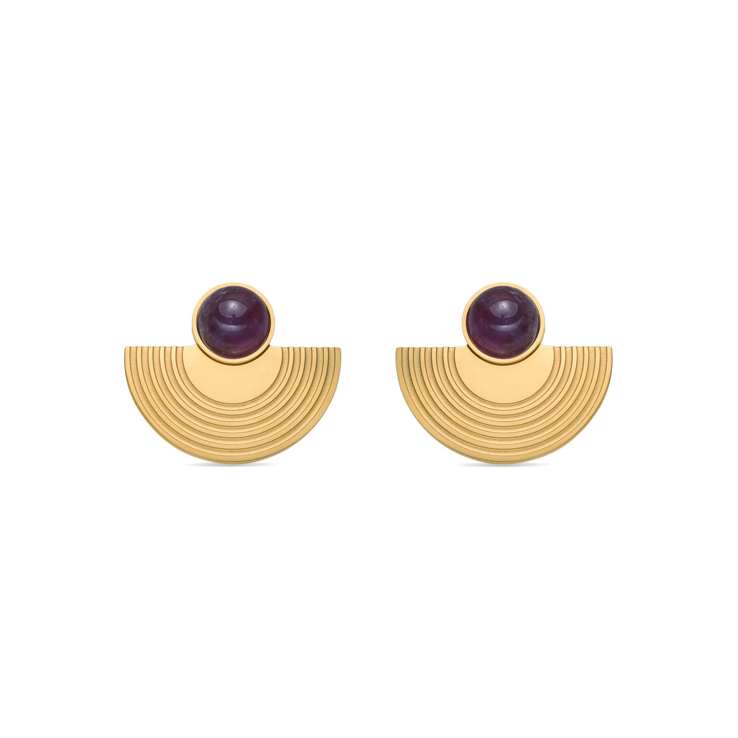 Pendientes con Cuarzo Hidrotermal Amatista acabado oro 18k - Koru
