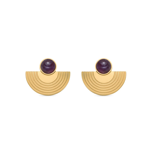 Pendientes con Cuarzo Hidrotermal Amatista acabado oro 18k - Koru