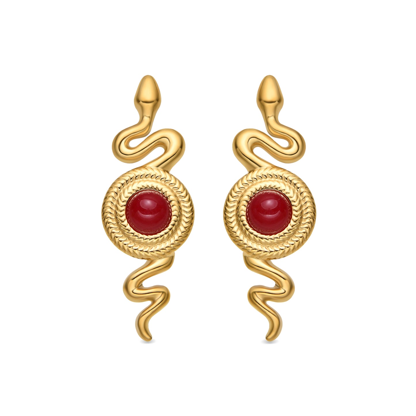 Pendientes con Cristal Rojo acabado oro 18k - Edrak
