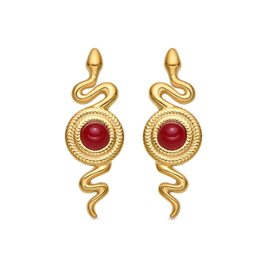 Pendientes con Cristal Rojo acabado oro 18k - Edrak