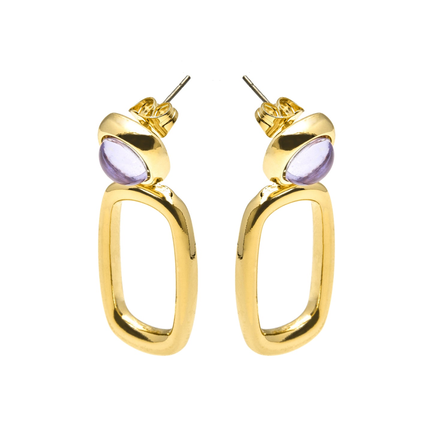 Pendientes con Cristal Morado acabado oro 18k - Orzur
