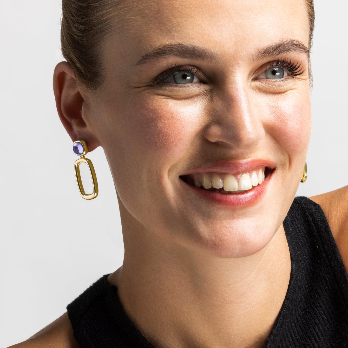 Pendientes con Cristal Morado acabado oro 18k - Orzur