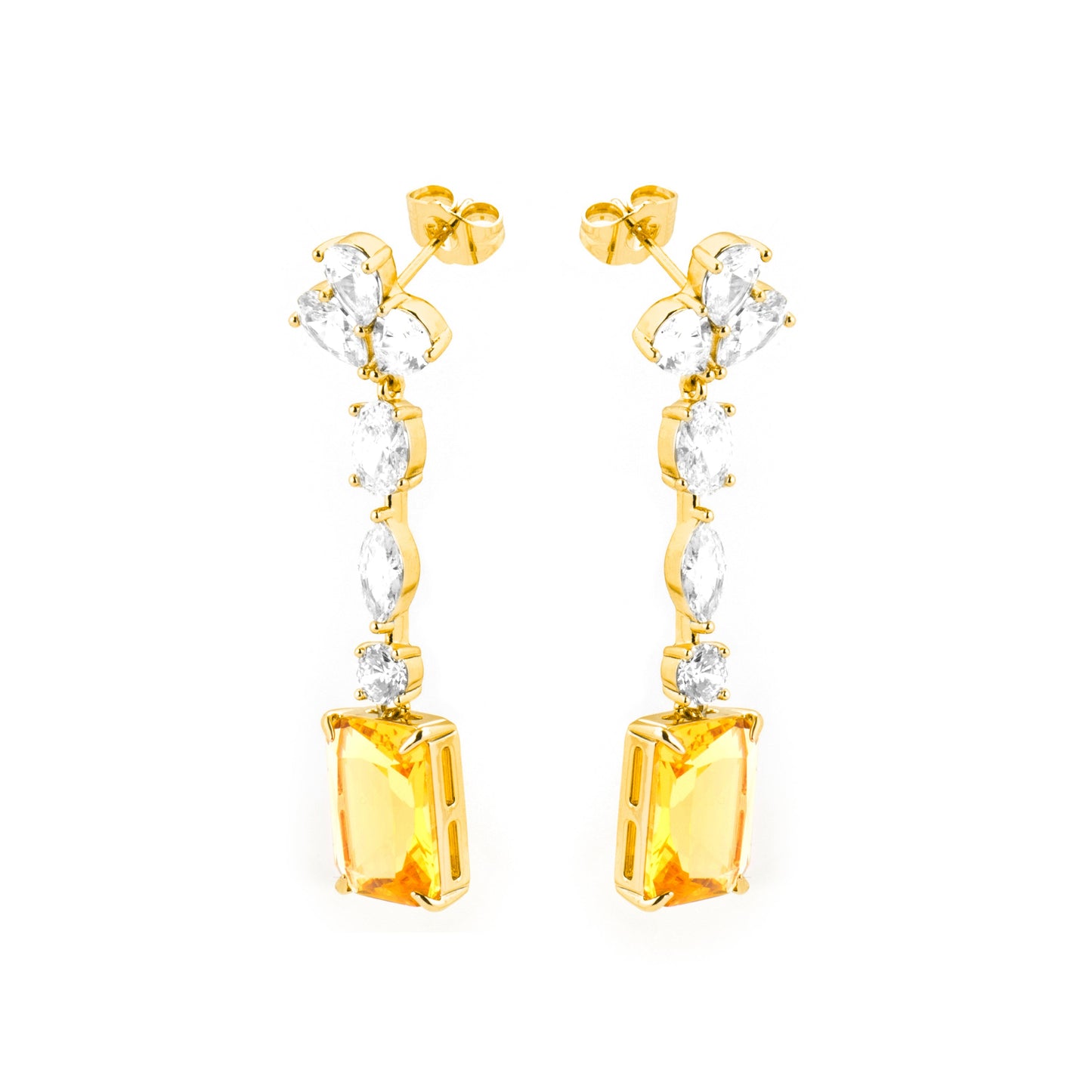 Pendientes con Padparadscha acabado oro 18k - Phami