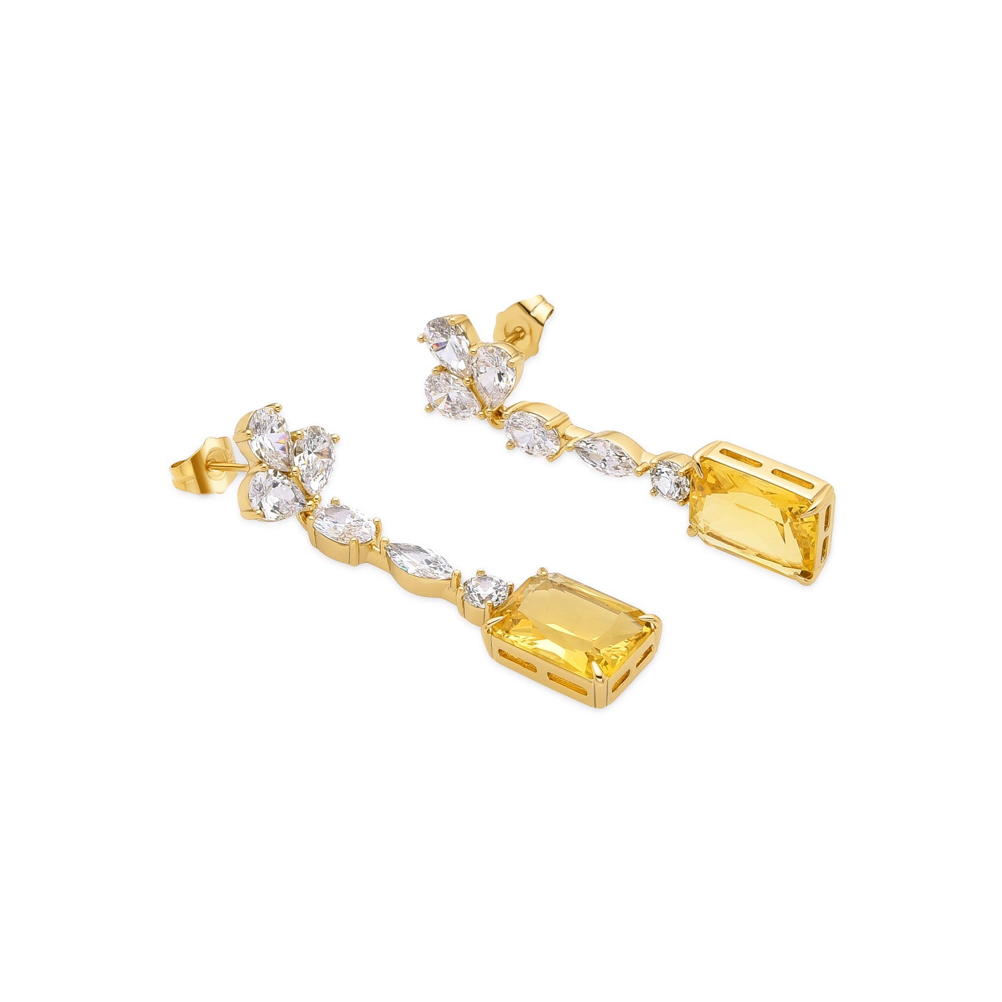 Pendientes con Padparadscha acabado oro 18k - Phami
