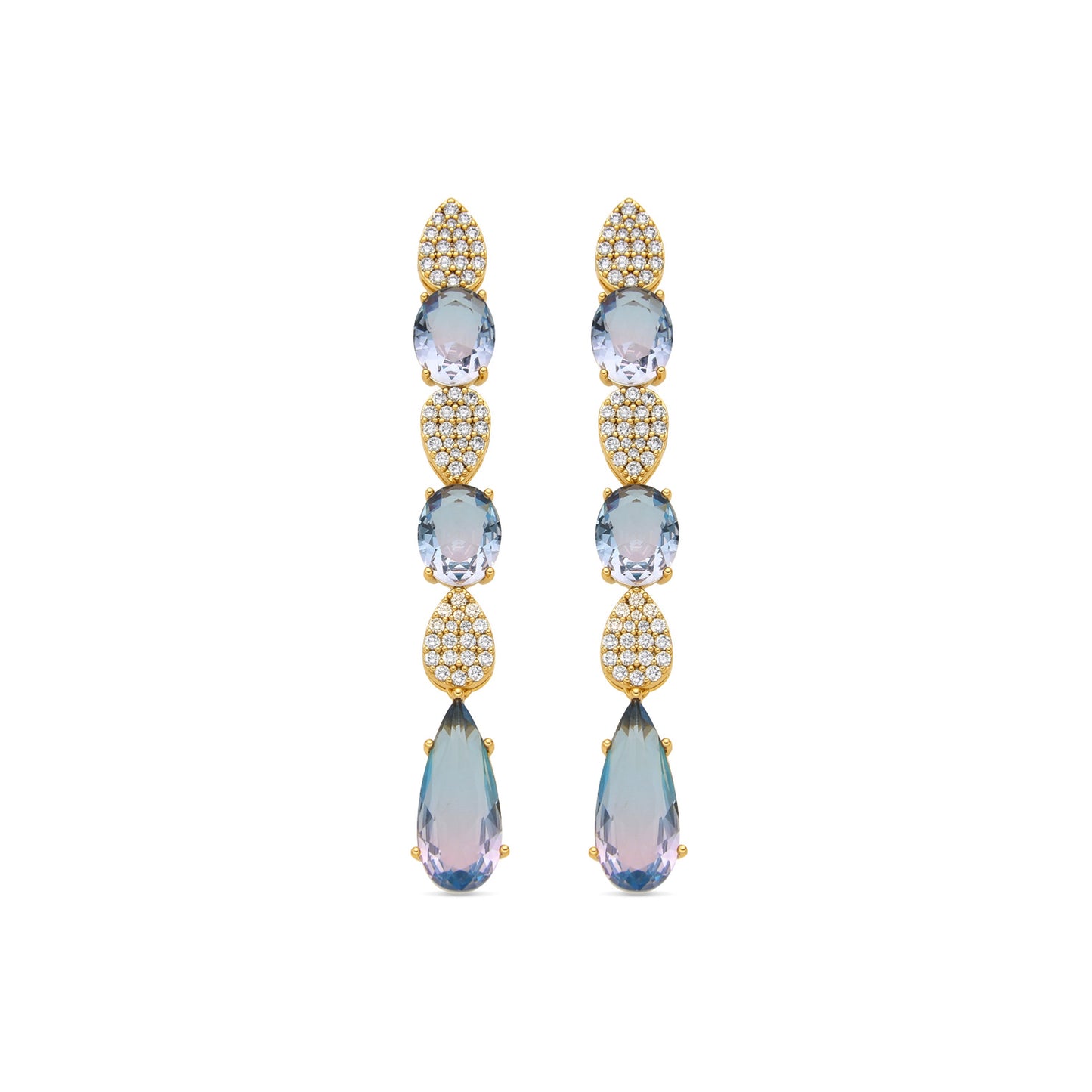 Pendientes con Circonita Multicolor acabado oro 18k - Dirio